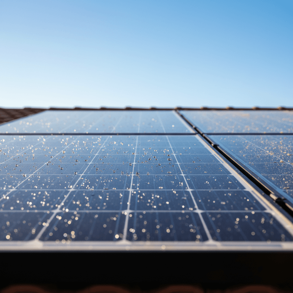 Solar panels clean and gleaming after professional cleaning service