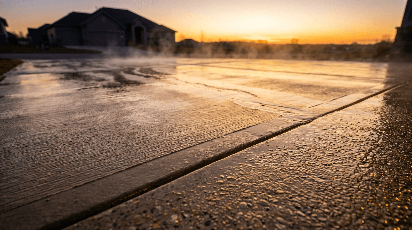 Clean residential driveway after pressure washing service