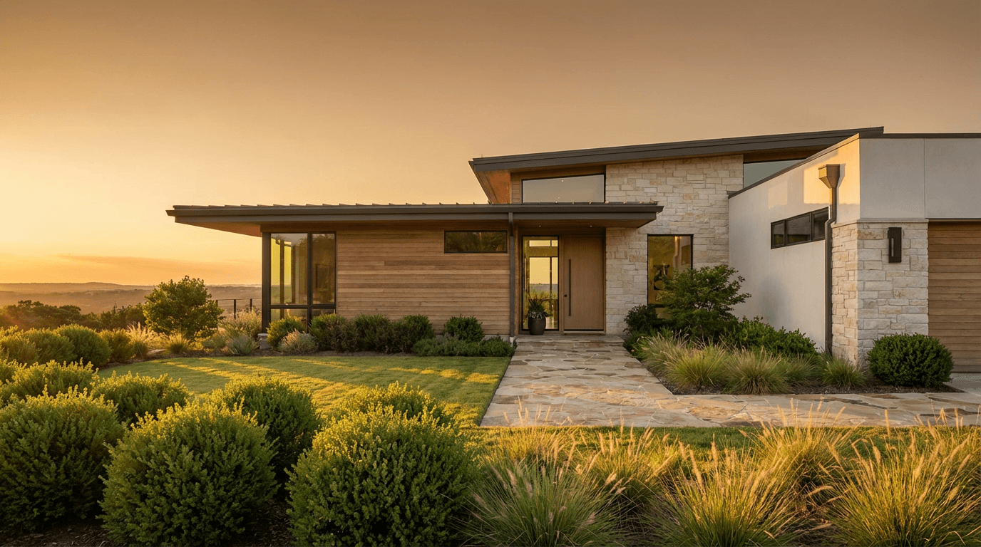 Well-maintained coastal property with clean driveway and solar panels